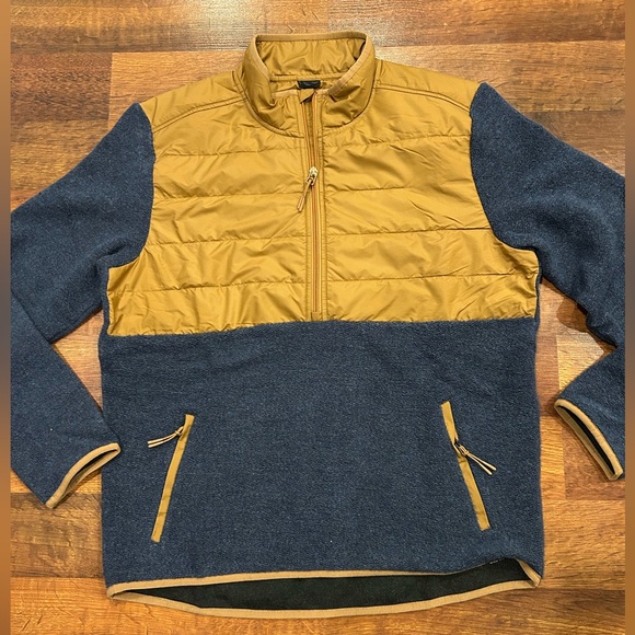 prAna Men's IncrediWool 1/2 Zip Wooly Bird Fleece Jacket, Size Large Blue NWT - Picture 1 of 8